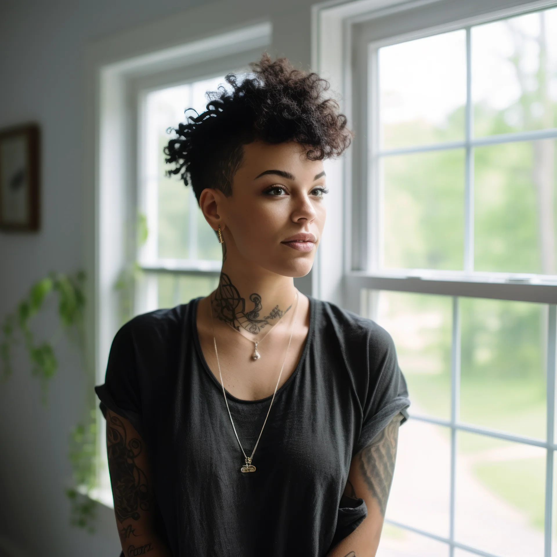 Curly Mohawk Hairstyle For Young Woman With Black Hair -5