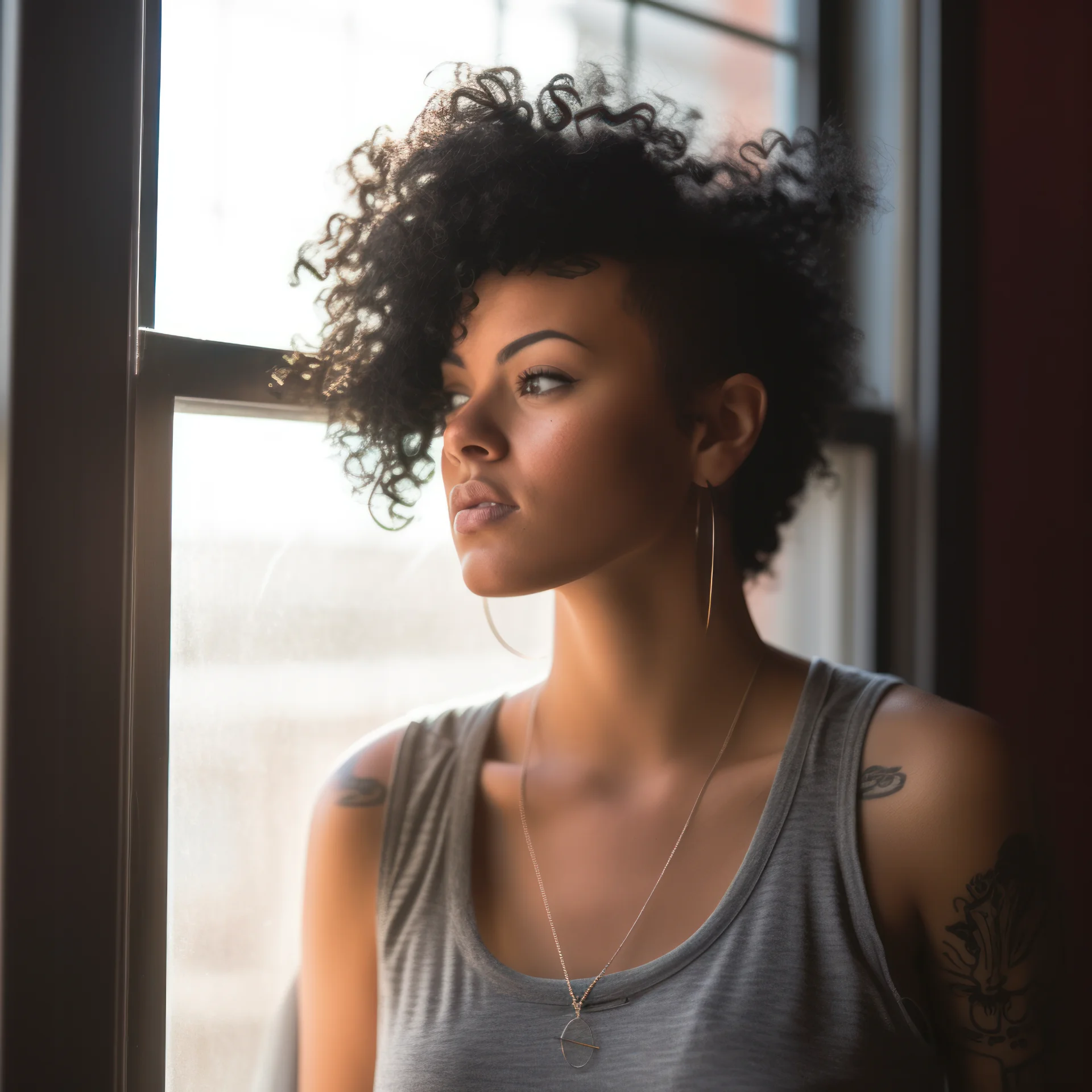 Curly Mohawk Hairstyle For Young Woman With Black Hair -6