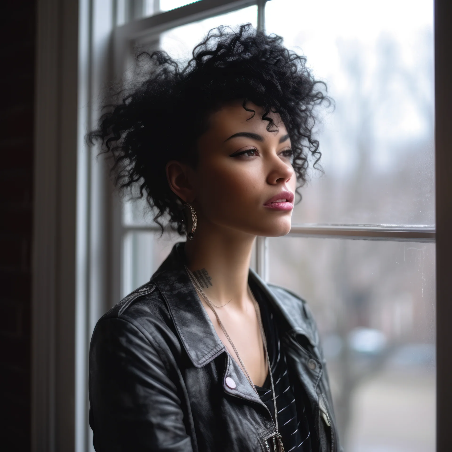 Curly Mohawk Hairstyle For Young Woman With Black Hair -8