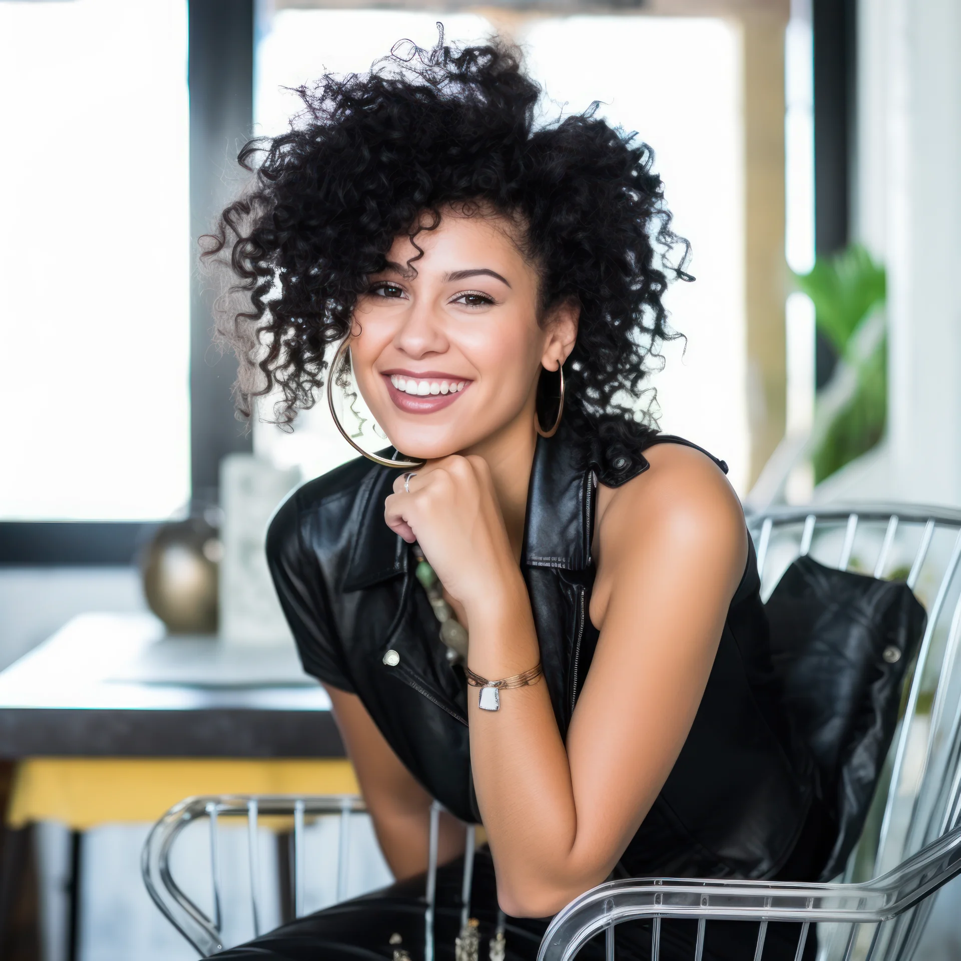 Curly Mohawk Hairstyle For Young Woman With Black Hair -9