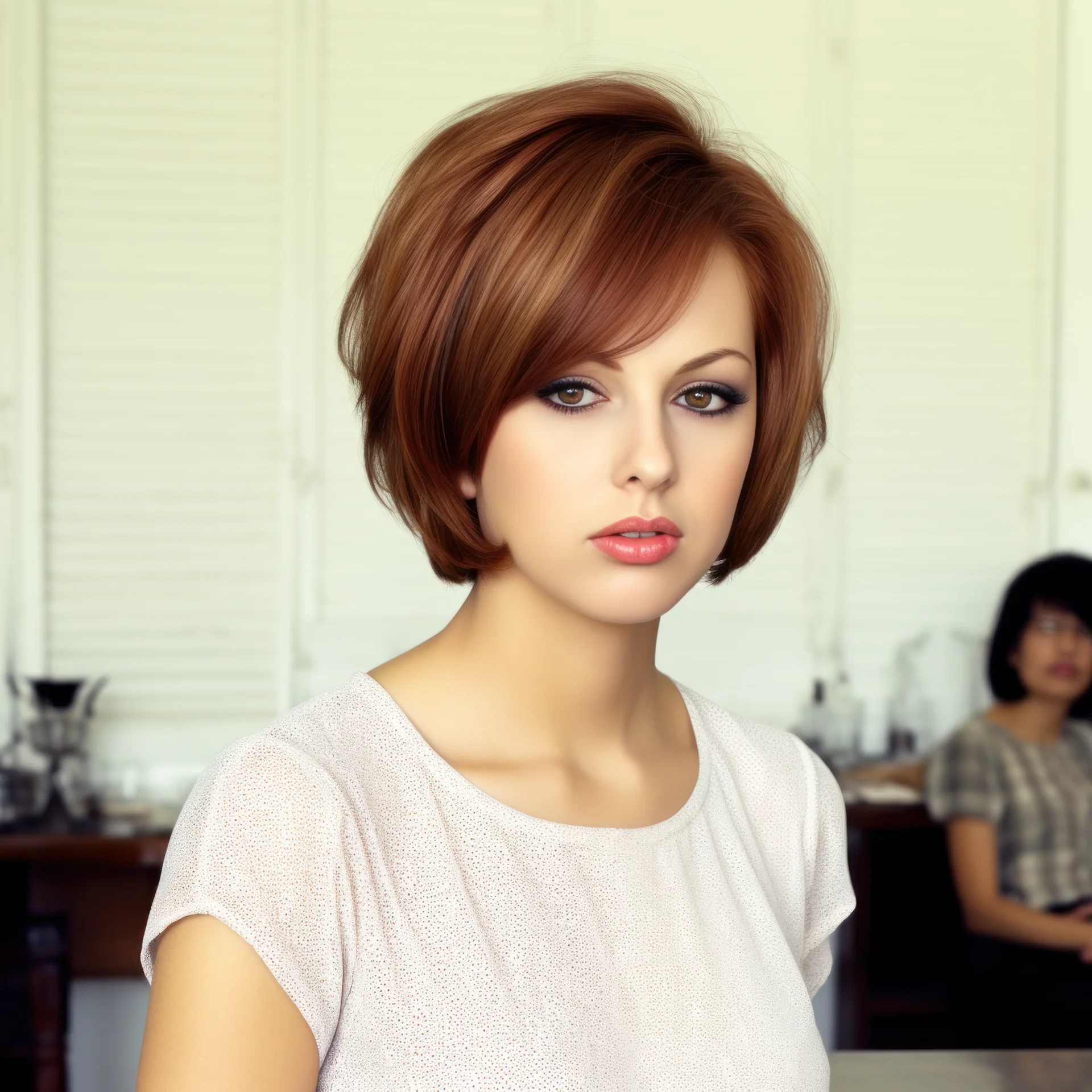 Short Brown Retro Glam Bob Hairstyles For Women -3