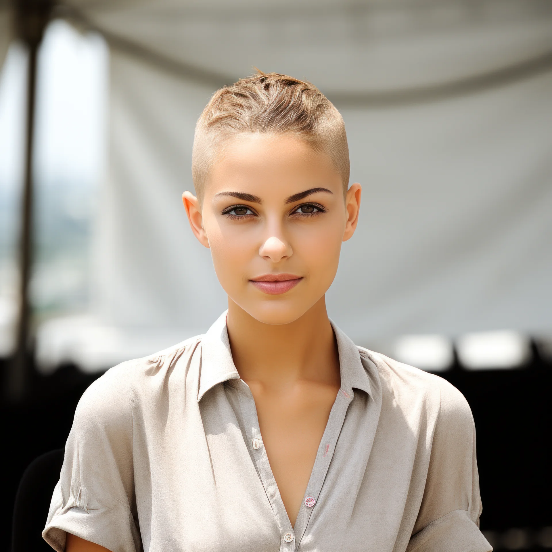 Short Brown Shaved Hairstyles For Women -1