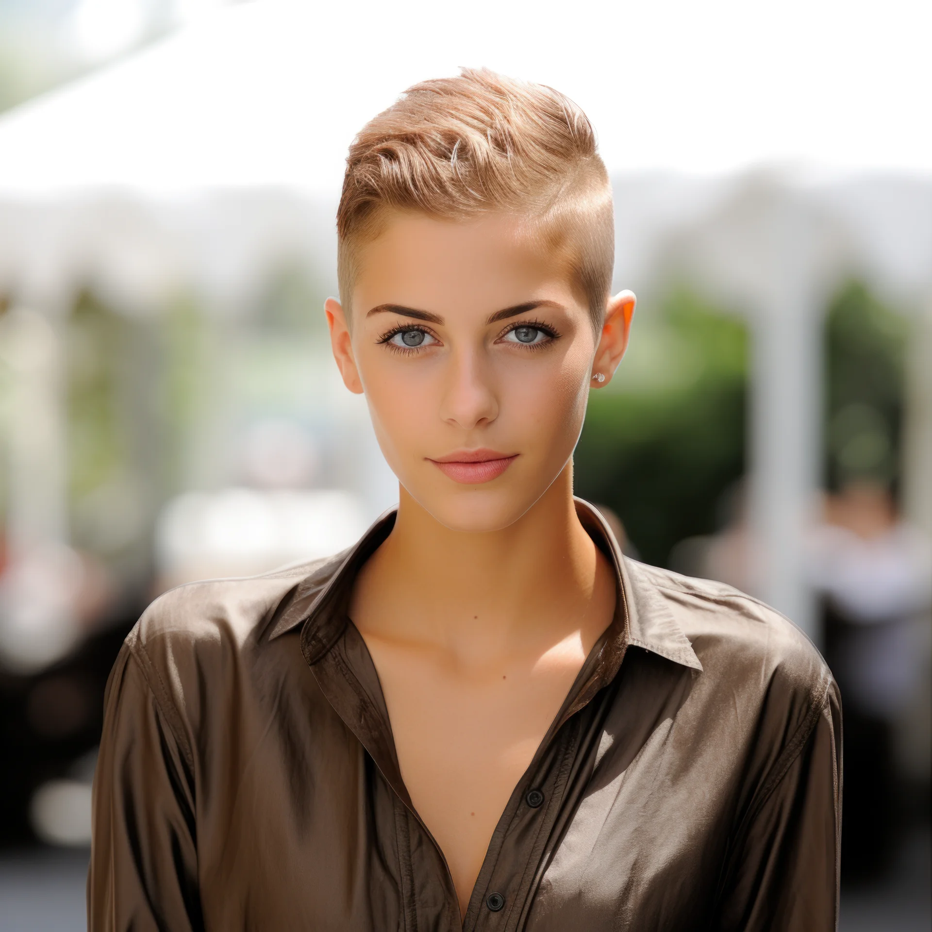 Short Brown Shaved Hairstyles For Women -3